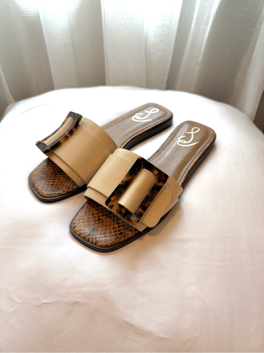 Sam Edelman Inez Slide Sandal Cream and Tortoiseshell